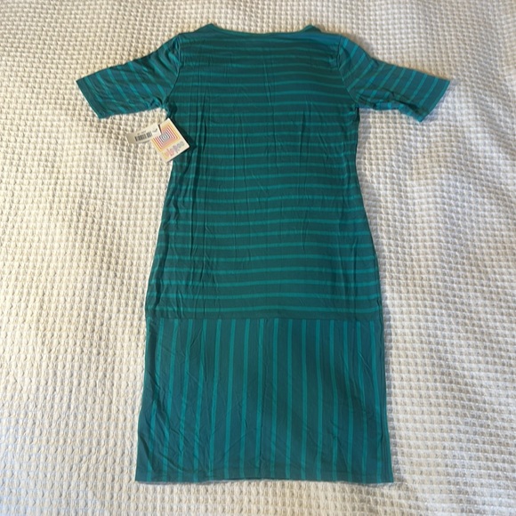 LuLaRoe Women’s Julia Dress/Size: Medium/Color: Green-Green Striped (NWT) - Picture 6 of 10
